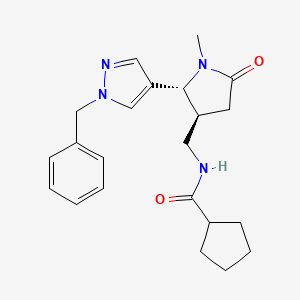 molecular formula C22H28N4O2 B6815437 N-[[(2R,3S)-2-(1-benzylpyrazol-4-yl)-1-methyl-5-oxopyrrolidin-3-yl]methyl]cyclopentanecarboxamide 