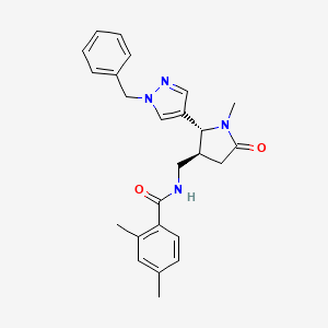 molecular formula C25H28N4O2 B6815444 N-[[(2R,3S)-2-(1-benzylpyrazol-4-yl)-1-methyl-5-oxopyrrolidin-3-yl]methyl]-2,4-dimethylbenzamide 
