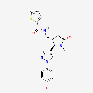 molecular formula C21H21FN4O2S B6815465 N-[[(2R,3S)-2-[1-(4-fluorophenyl)pyrazol-4-yl]-1-methyl-5-oxopyrrolidin-3-yl]methyl]-5-methylthiophene-2-carboxamide 