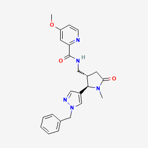 molecular formula C23H25N5O3 B6815498 N-[[(2R,3S)-2-(1-benzylpyrazol-4-yl)-1-methyl-5-oxopyrrolidin-3-yl]methyl]-4-methoxypyridine-2-carboxamide 