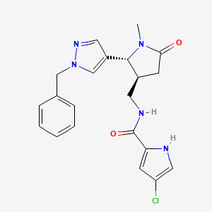 molecular formula C21H22ClN5O2 B6815517 N-[[(2R,3S)-2-(1-benzylpyrazol-4-yl)-1-methyl-5-oxopyrrolidin-3-yl]methyl]-4-chloro-1H-pyrrole-2-carboxamide 