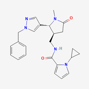 molecular formula C24H27N5O2 B6815522 N-[[(2R,3S)-2-(1-benzylpyrazol-4-yl)-1-methyl-5-oxopyrrolidin-3-yl]methyl]-1-cyclopropylpyrrole-2-carboxamide 