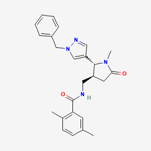 molecular formula C25H28N4O2 B6815535 N-[[(2R,3S)-2-(1-benzylpyrazol-4-yl)-1-methyl-5-oxopyrrolidin-3-yl]methyl]-2,5-dimethylbenzamide 