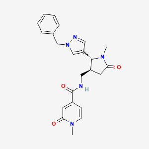 molecular formula C23H25N5O3 B6815540 N-[[(2R,3S)-2-(1-benzylpyrazol-4-yl)-1-methyl-5-oxopyrrolidin-3-yl]methyl]-1-methyl-2-oxopyridine-4-carboxamide 