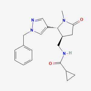 molecular formula C20H24N4O2 B6815565 N-[[(2R,3S)-2-(1-benzylpyrazol-4-yl)-1-methyl-5-oxopyrrolidin-3-yl]methyl]cyclopropanecarboxamide 