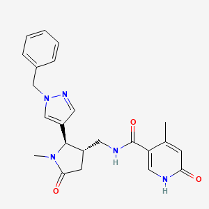 molecular formula C23H25N5O3 B6815575 N-[[(2R,3S)-2-(1-benzylpyrazol-4-yl)-1-methyl-5-oxopyrrolidin-3-yl]methyl]-4-methyl-6-oxo-1H-pyridine-3-carboxamide 