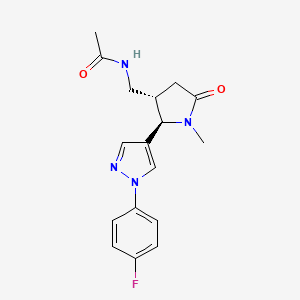 molecular formula C17H19FN4O2 B6815587 N-[[(2R,3S)-2-[1-(4-fluorophenyl)pyrazol-4-yl]-1-methyl-5-oxopyrrolidin-3-yl]methyl]acetamide 