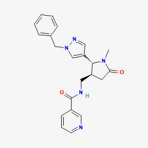 molecular formula C22H23N5O2 B6815610 N-[[(2R,3S)-2-(1-benzylpyrazol-4-yl)-1-methyl-5-oxopyrrolidin-3-yl]methyl]pyridine-3-carboxamide 