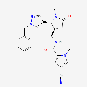 molecular formula C23H24N6O2 B6815612 N-[[(2R,3S)-2-(1-benzylpyrazol-4-yl)-1-methyl-5-oxopyrrolidin-3-yl]methyl]-4-cyano-1-methylpyrrole-2-carboxamide 
