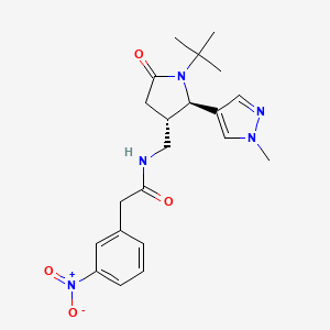 molecular formula C21H27N5O4 B6815624 N-[[(2R,3S)-1-tert-butyl-2-(1-methylpyrazol-4-yl)-5-oxopyrrolidin-3-yl]methyl]-2-(3-nitrophenyl)acetamide 