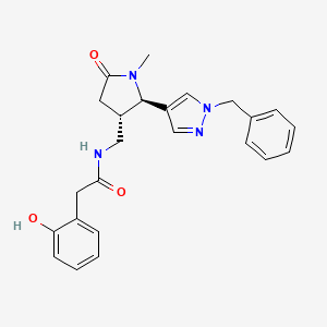 molecular formula C24H26N4O3 B6815641 N-[[(2R,3S)-2-(1-benzylpyrazol-4-yl)-1-methyl-5-oxopyrrolidin-3-yl]methyl]-2-(2-hydroxyphenyl)acetamide 