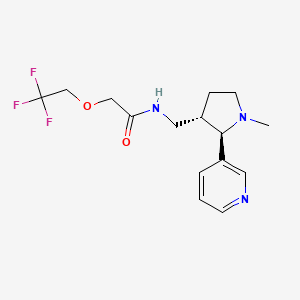 molecular formula C15H20F3N3O2 B6815643 N-[[(2R,3S)-1-methyl-2-pyridin-3-ylpyrrolidin-3-yl]methyl]-2-(2,2,2-trifluoroethoxy)acetamide 