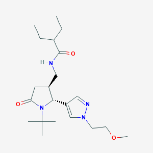 molecular formula C21H36N4O3 B6815718 N-[[(2R,3S)-1-tert-butyl-2-[1-(2-methoxyethyl)pyrazol-4-yl]-5-oxopyrrolidin-3-yl]methyl]-2-ethylbutanamide 