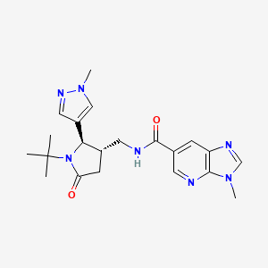molecular formula C21H27N7O2 B6815776 N-[[(2R,3S)-1-tert-butyl-2-(1-methylpyrazol-4-yl)-5-oxopyrrolidin-3-yl]methyl]-3-methylimidazo[4,5-b]pyridine-6-carboxamide 