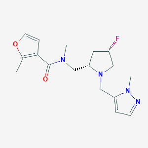 molecular formula C17H23FN4O2 B6815884 N-[[(2S,4S)-4-fluoro-1-[(2-methylpyrazol-3-yl)methyl]pyrrolidin-2-yl]methyl]-N,2-dimethylfuran-3-carboxamide 