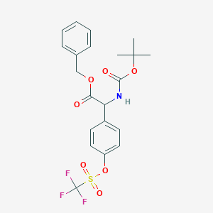 molecular formula C21H22F3NO7S B068159 (S)-苄基 2-(叔丁氧羰基氨基)-2-(4-(三氟甲磺酰氧基)苯基)乙酸 CAS No. 176505-40-1