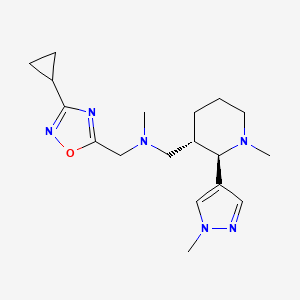 molecular formula C18H28N6O B6815922 N-[(3-cyclopropyl-1,2,4-oxadiazol-5-yl)methyl]-N-methyl-1-[(2R,3S)-1-methyl-2-(1-methylpyrazol-4-yl)piperidin-3-yl]methanamine 