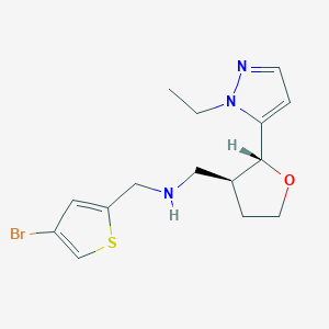 molecular formula C15H20BrN3OS B6815962 N-[(4-bromothiophen-2-yl)methyl]-1-[(2R,3S)-2-(2-ethylpyrazol-3-yl)oxolan-3-yl]methanamine 