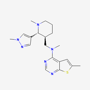 molecular formula C19H26N6S B6816030 N,6-dimethyl-N-[[(2R,3S)-1-methyl-2-(1-methylpyrazol-4-yl)piperidin-3-yl]methyl]thieno[2,3-d]pyrimidin-4-amine 