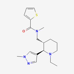 molecular formula C18H26N4OS B6816035 N-[[(2R,3S)-1-ethyl-2-(1-methylpyrazol-4-yl)piperidin-3-yl]methyl]-N-methylthiophene-2-carboxamide 