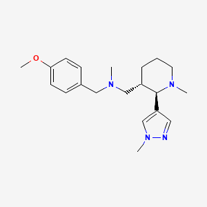 molecular formula C20H30N4O B6816043 N-[(4-methoxyphenyl)methyl]-N-methyl-1-[(2R,3S)-1-methyl-2-(1-methylpyrazol-4-yl)piperidin-3-yl]methanamine 