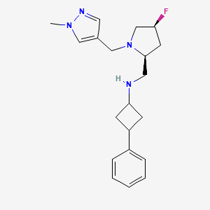 molecular formula C20H27FN4 B6816151 N-[[(2S,4S)-4-fluoro-1-[(1-methylpyrazol-4-yl)methyl]pyrrolidin-2-yl]methyl]-3-phenylcyclobutan-1-amine 