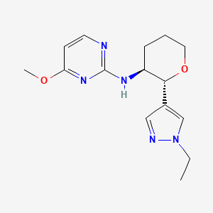 molecular formula C15H21N5O2 B6816209 N-[(2R,3S)-2-(1-ethylpyrazol-4-yl)oxan-3-yl]-4-methoxypyrimidin-2-amine 