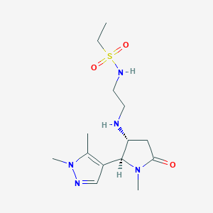 molecular formula C14H25N5O3S B6816245 N-[2-[[(2S,3R)-2-(1,5-dimethylpyrazol-4-yl)-1-methyl-5-oxopyrrolidin-3-yl]amino]ethyl]ethanesulfonamide 