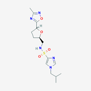 molecular formula C15H23N5O4S B6816260 N-[[(2R,5S)-5-(3-methyl-1,2,4-oxadiazol-5-yl)oxolan-2-yl]methyl]-1-(2-methylpropyl)imidazole-4-sulfonamide 