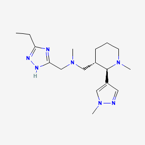 molecular formula C17H29N7 B6816264 N-[(3-ethyl-1H-1,2,4-triazol-5-yl)methyl]-N-methyl-1-[(2R,3S)-1-methyl-2-(1-methylpyrazol-4-yl)piperidin-3-yl]methanamine 