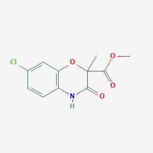 molecular formula C11H10ClNO4 B068163 methyl 7-chloro-2-methyl-3-oxo-3,4-dihydro-2H-1,4-benzoxazine-2-carboxylate CAS No. 175205-00-2