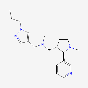 molecular formula C19H29N5 B6816510 N-methyl-1-[(2R,3S)-1-methyl-2-pyridin-3-ylpyrrolidin-3-yl]-N-[(1-propylpyrazol-4-yl)methyl]methanamine 