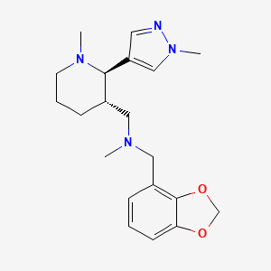 molecular formula C20H28N4O2 B6816515 N-(1,3-benzodioxol-4-ylmethyl)-N-methyl-1-[(2R,3S)-1-methyl-2-(1-methylpyrazol-4-yl)piperidin-3-yl]methanamine 