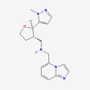 molecular formula C17H21N5O B6816521 N-(imidazo[1,2-a]pyridin-5-ylmethyl)-1-[(2R,3S)-2-(2-methylpyrazol-3-yl)oxolan-3-yl]methanamine 
