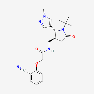 molecular formula C22H27N5O3 B6816620 N-[[(2R,3S)-1-tert-butyl-2-(1-methylpyrazol-4-yl)-5-oxopyrrolidin-3-yl]methyl]-2-(2-cyanophenoxy)acetamide 