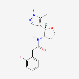 molecular formula C17H20FN3O2 B6816635 N-[(2R,3S)-2-(1,5-dimethylpyrazol-4-yl)oxolan-3-yl]-2-(2-fluorophenyl)acetamide 