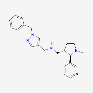 molecular formula C22H27N5 B6816644 N-[(1-benzylpyrazol-4-yl)methyl]-1-[(2R,3S)-1-methyl-2-pyridin-3-ylpyrrolidin-3-yl]methanamine 