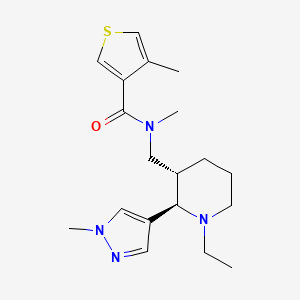 molecular formula C19H28N4OS B6816690 N-[[(2R,3S)-1-ethyl-2-(1-methylpyrazol-4-yl)piperidin-3-yl]methyl]-N,4-dimethylthiophene-3-carboxamide 