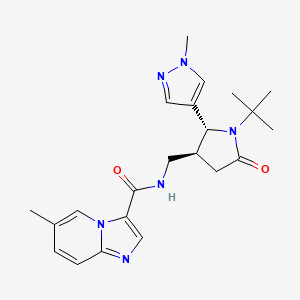 molecular formula C22H28N6O2 B6816801 N-[[(2R,3S)-1-tert-butyl-2-(1-methylpyrazol-4-yl)-5-oxopyrrolidin-3-yl]methyl]-6-methylimidazo[1,2-a]pyridine-3-carboxamide 