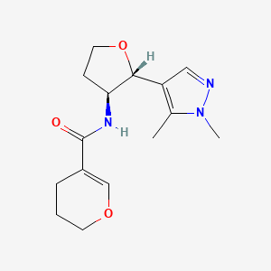 molecular formula C15H21N3O3 B6816809 N-[(2R,3S)-2-(1,5-dimethylpyrazol-4-yl)oxolan-3-yl]-3,4-dihydro-2H-pyran-5-carboxamide 