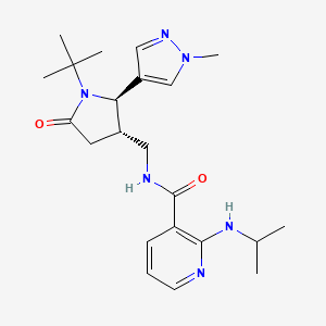 molecular formula C22H32N6O2 B6816843 N-[[(2R,3S)-1-tert-butyl-2-(1-methylpyrazol-4-yl)-5-oxopyrrolidin-3-yl]methyl]-2-(propan-2-ylamino)pyridine-3-carboxamide 