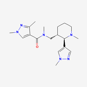 molecular formula C18H28N6O B6816872 N,1,3-trimethyl-N-[[(2R,3S)-1-methyl-2-(1-methylpyrazol-4-yl)piperidin-3-yl]methyl]pyrazole-4-carboxamide 