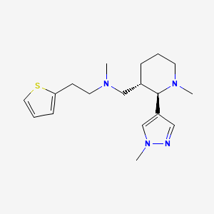 molecular formula C18H28N4S B6816882 N-methyl-N-[[(2R,3S)-1-methyl-2-(1-methylpyrazol-4-yl)piperidin-3-yl]methyl]-2-thiophen-2-ylethanamine 