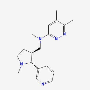 molecular formula C18H25N5 B6816982 N,5,6-trimethyl-N-[[(2R,3S)-1-methyl-2-pyridin-3-ylpyrrolidin-3-yl]methyl]pyridazin-3-amine 