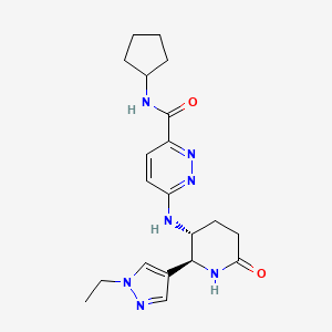 molecular formula C20H27N7O2 B6817040 N-cyclopentyl-6-[[(2S,3R)-2-(1-ethylpyrazol-4-yl)-6-oxopiperidin-3-yl]amino]pyridazine-3-carboxamide 