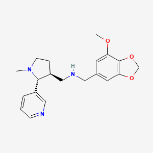molecular formula C20H25N3O3 B6817053 N-[(7-methoxy-1,3-benzodioxol-5-yl)methyl]-1-[(2R,3S)-1-methyl-2-pyridin-3-ylpyrrolidin-3-yl]methanamine 