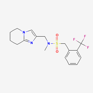 molecular formula C17H20F3N3O2S B6817112 N-methyl-N-(5,6,7,8-tetrahydroimidazo[1,2-a]pyridin-2-ylmethyl)-1-[2-(trifluoromethyl)phenyl]methanesulfonamide 