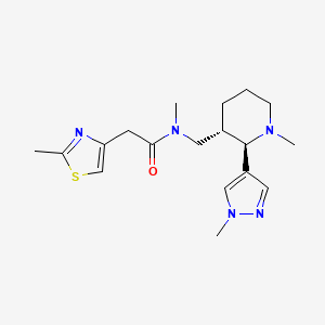 molecular formula C18H27N5OS B6817228 N-methyl-N-[[(2R,3S)-1-methyl-2-(1-methylpyrazol-4-yl)piperidin-3-yl]methyl]-2-(2-methyl-1,3-thiazol-4-yl)acetamide 