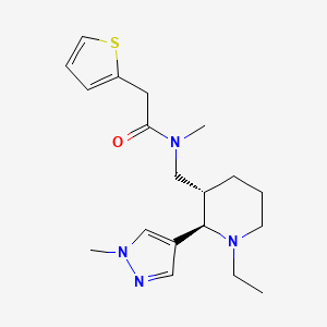 molecular formula C19H28N4OS B6817252 N-[[(2R,3S)-1-ethyl-2-(1-methylpyrazol-4-yl)piperidin-3-yl]methyl]-N-methyl-2-thiophen-2-ylacetamide 