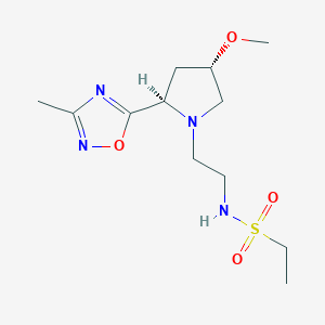 molecular formula C12H22N4O4S B6817267 N-[2-[(2R,4S)-4-methoxy-2-(3-methyl-1,2,4-oxadiazol-5-yl)pyrrolidin-1-yl]ethyl]ethanesulfonamide 